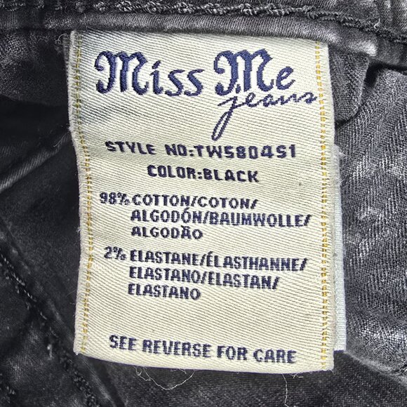Miss Me Jeans Women's 28 Signature Rise Skinny Black Acid Wash Rhinestone 30x30 - Picture 7 of 7